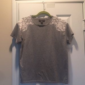 Primark grey top, faux lace shoulders